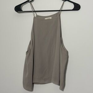 Gray Aritzia Wilfred silk Rian blouse